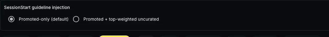 Curation tab injection mode control.