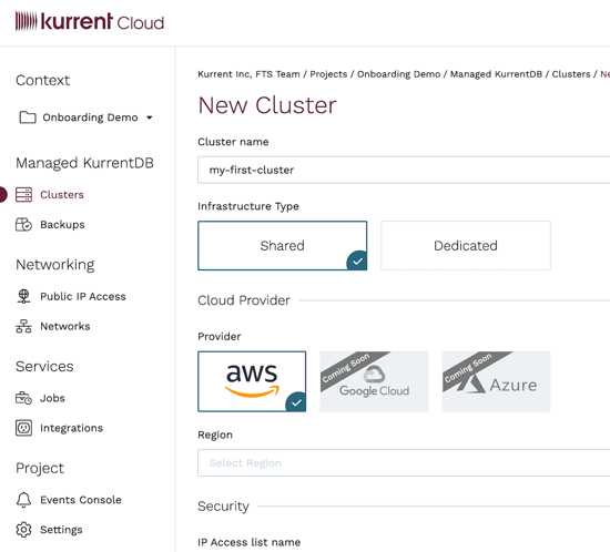 New Cloud Cluster